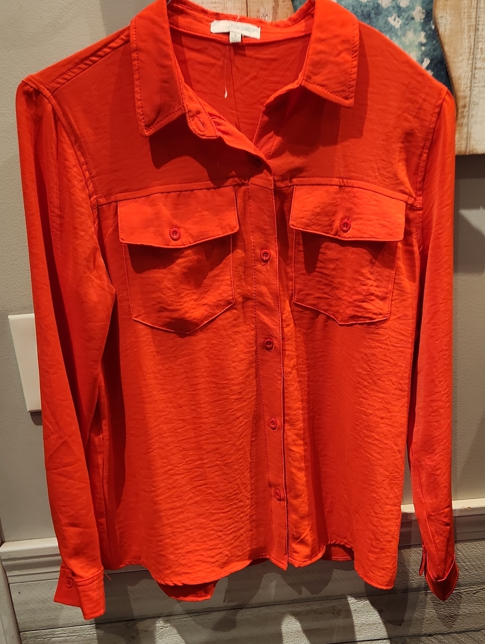 Women's Button-Front Shirt in Vibrant Red Sz S